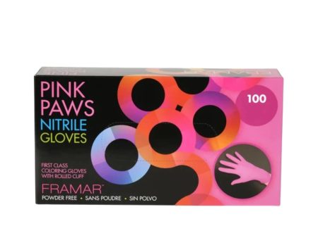 Framar Pink Paws Nitrile Gloves - Powder Free - 100pcs Supply