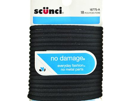 SCUNCI - No Damage Hair Elastics Black Large - 18 Pack Fashion