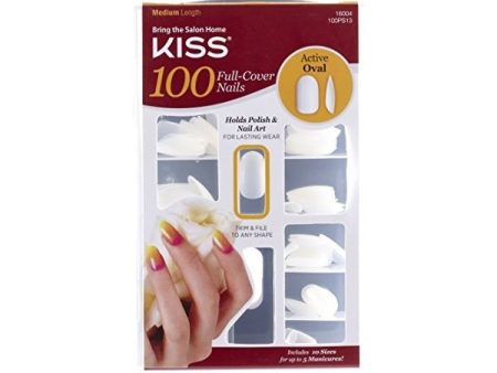 KISS - Active Oval Full Cover Nails Medium Size - 100 Count Discount