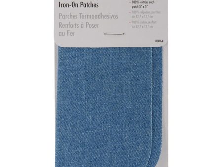 SINGER - Iron-On Patches Faded Blue 5 x5  - 2 Count Online