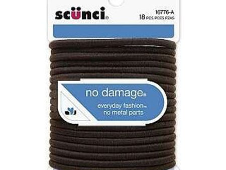 SCUNCI - Brown No Damage Hair Elastics 4 mm - 18 Pack on Sale